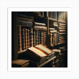 Old Books In The Library Art Print