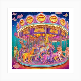 Carousel Cats Art Print