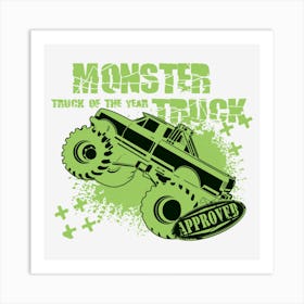 Monster Truck Illustration Green Car Art Print