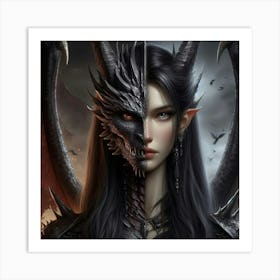 Dragon And A Woman 3 Art Print