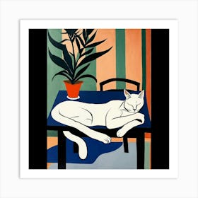 Cat On A Table Art Print