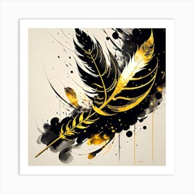 Gold Feather Painting Art Print