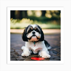 Shihtzu dog over heart Art Print