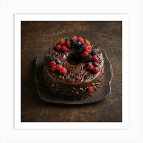 Chocolate Cake With Berries 1 Art Print
