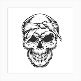 Skull With Bandana Art Print