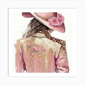 Cowgirl In Pink 2 Art Print