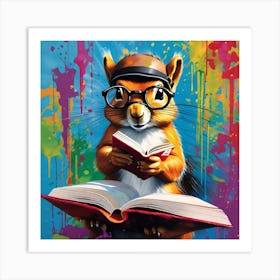 Squirrel Reading A Book 1 Art Print