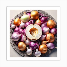 Onion On A Plate Art Print