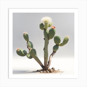 Dreamshaper V7 Cactus Tree Branch With White Background 0 Art Print