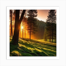 Sunrise In The Forest 20 Art Print