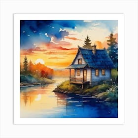 House By The Lake Art Print