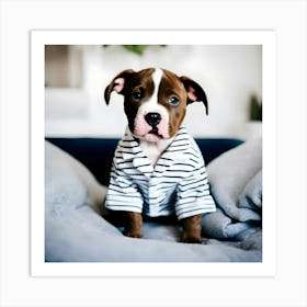 A Cute Pitbull Puppy In Pajamas Art Print