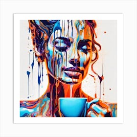 Woman Drinking Coffee Art Print