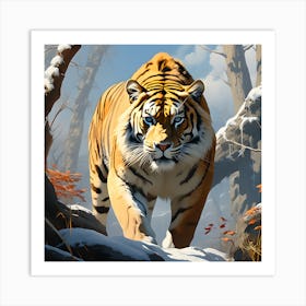 Tiger In The Snow Art Print