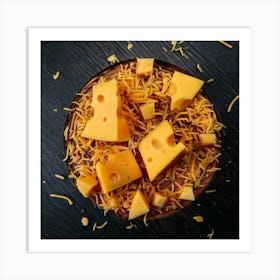 Firefly Cheese, Textures, Dices, Slices, Board, Pattern, Font, Splash, Dairy, Food, Appetizer, Snack (3) Art Print