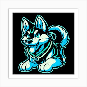 Neon Husky 4 Art Print