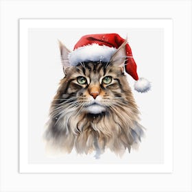 Santa Claus Cat 18 Art Print