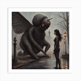 Girl And A Monster Art Print