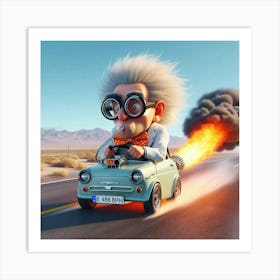 Cartoon Character Driving A Car 2 Art Print