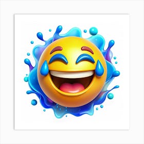 3d Emoji Of A Laughing Face With Tears Art Print