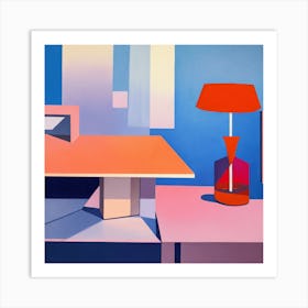 Table And Lamp Abstrac Art Print