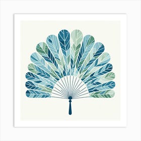 Scandinavian style, Fan of green-blue transparent leaves 7 Art Print