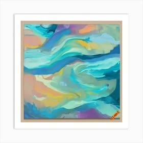  Detailed Art Deco Abstract Painting In Pastel Colors Art Print