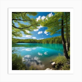 Lake Surrounded By Trees Art Print