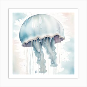 Jellyfish Watercolor Dripping Art Print