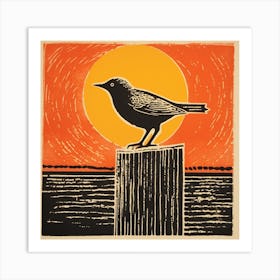 Retro Bird Lithograph Dipper 2 Art Print