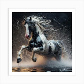 Horse Running In Water 6 Art Print