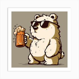 Polar Bear With Beer Art Print