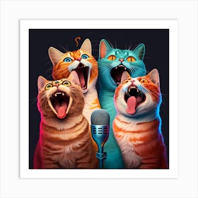 Four Cats Singing Art Print