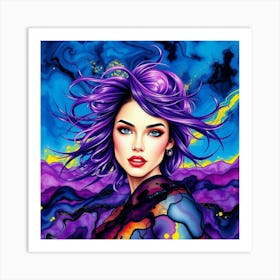 Girl With Purple Hair 7 Art Print