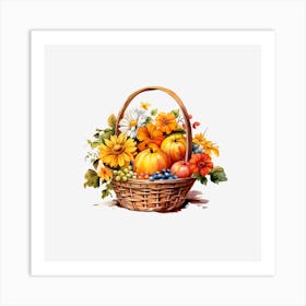 Basket Of Flowers Art Print