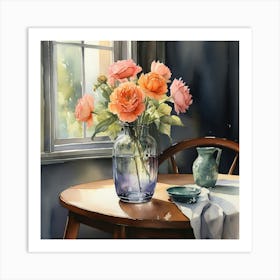 Roses In A Vase Art Print