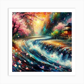 Cherry Blossom Trees In Full Bloom (3) Art Print