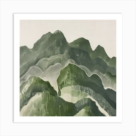 Japanese Watercolour Of Mount Norikura 1 Art Print