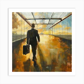 Man Walking Through An Airport Art Print