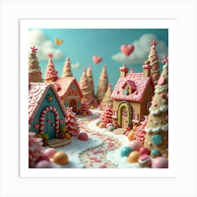 A Whimsical, Enchanted Village With Houses Made Of Candy And Sweets 1 Art Print