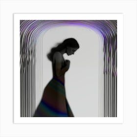 Multicoloured Dress, White background, artwork print, "Patience" Art Print