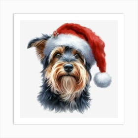 Yorkshire Terrier Christmas Hat 2 Affiche