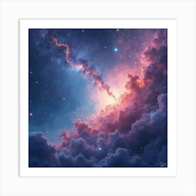 Watercolor Space Art With Ethereal Nebulae 1 Art Print