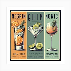 Gin, Tonic, Negroni And Cosmo Art Print