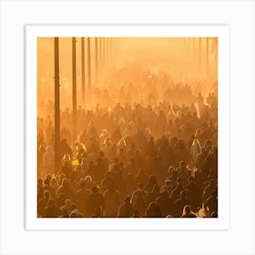 Crowd Of People At Sunrise Art Print