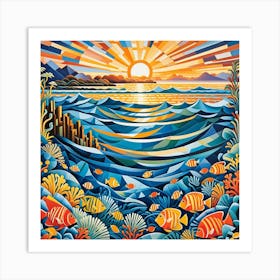 Great Barrier Reef At Sunrise Art Print