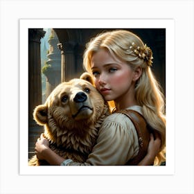 Princess And Her Bear Art Print