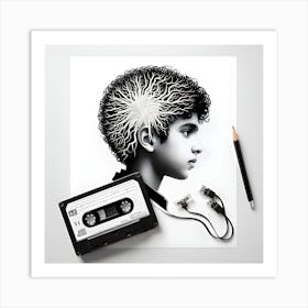 Cassette Tape Drawing Art Print