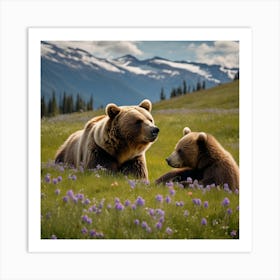 Grizzly Bears Art Print