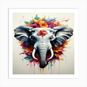 Default Generate A Powerful Colorful Elephant Face Logo Facing 2 Art Print